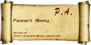 Paunert Abony névjegykártya